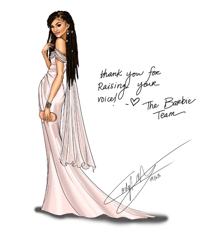 Barbie(R) Honors Zendaya With One-Of-A-Kind Doll For Encouraging Girls To 'Raise Their Voices' At Rock 'N Royals Benefit Concert (PRNewsFoto/Barbie)