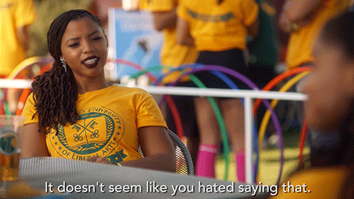 Gif of Jazz saying, "It doesn't seem like you hated saying that," in response to Sky's latest shade.