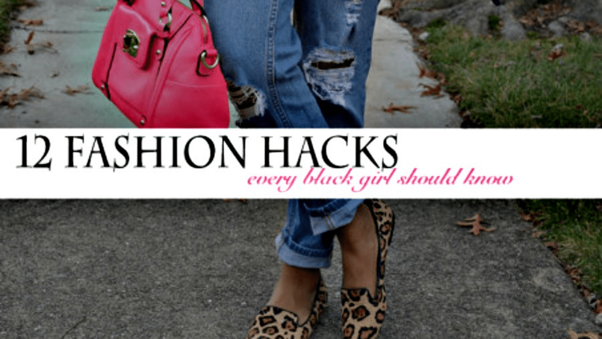 a Black teen girl wearing ripped jeans and holding a pink bag. You can only see the jeans, shoes, and bag in the photo